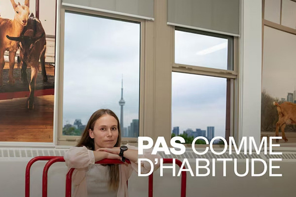 Sage Szkabarnicki-Stuart at her exhibition at Koffler Arts